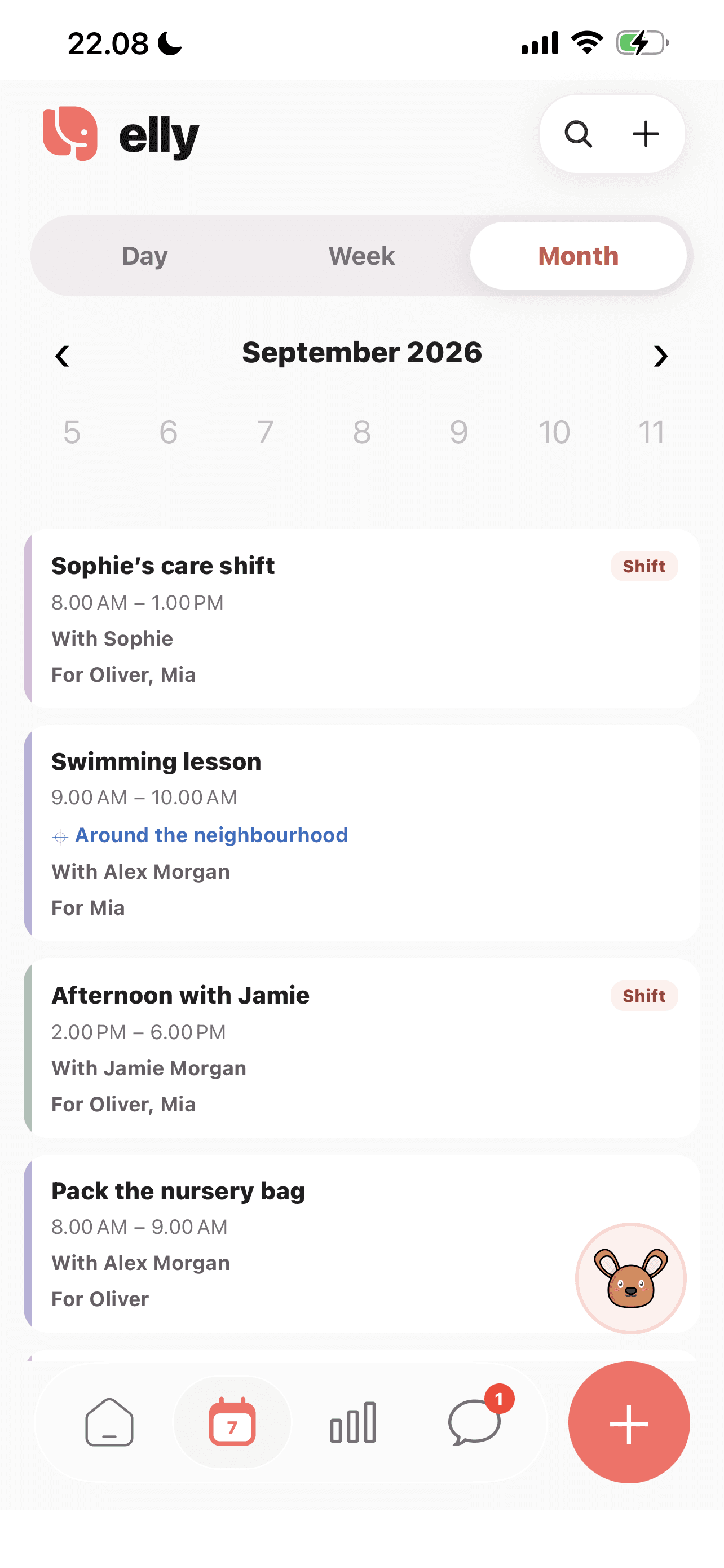 Choose the view that fits your planning in the Elly iPhone app