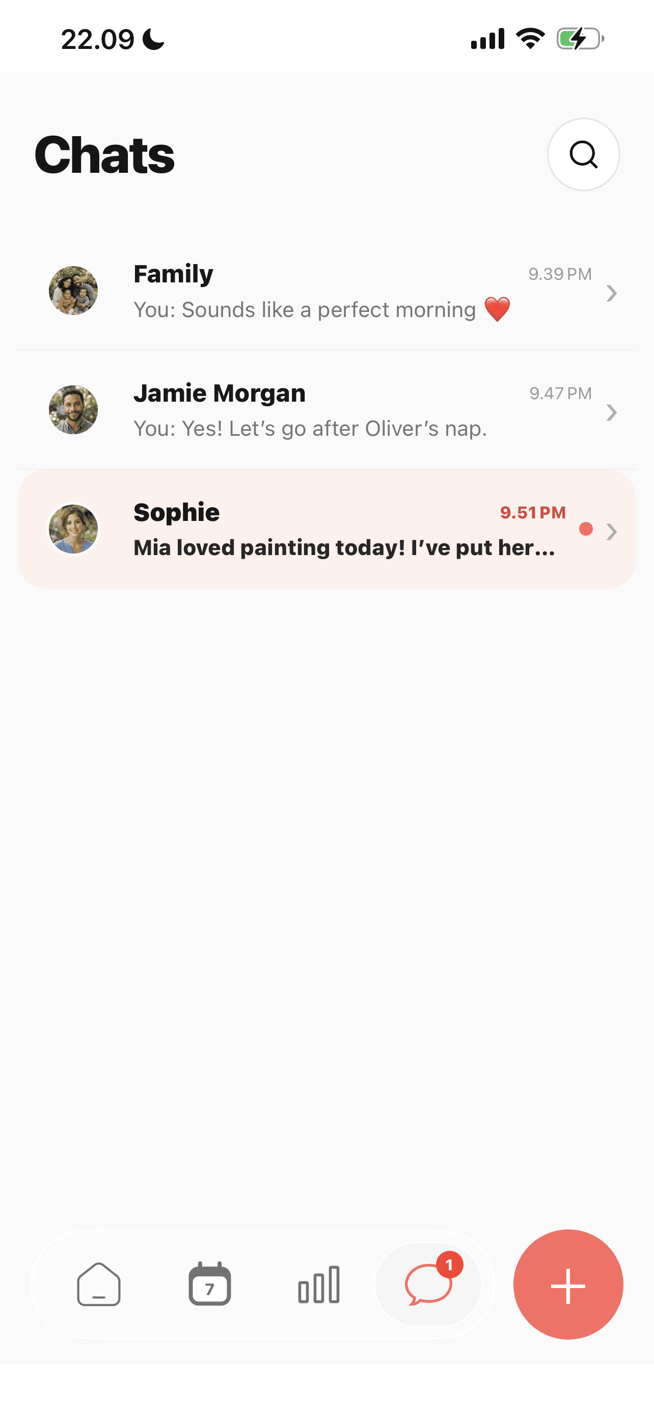 Find the conversation you need in the Elly iPhone app