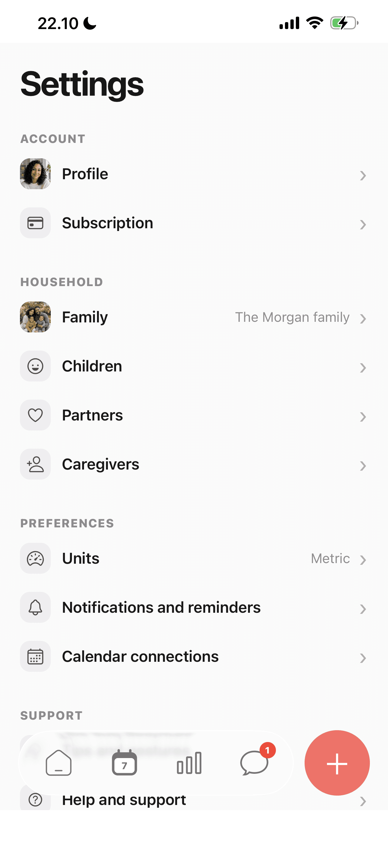 Find Children in household settings in the Elly iPhone app